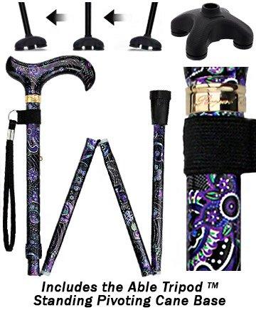 Purple Majesty Designer Folding Cane w/ SafeTbase- Adjustable Sast For Sale