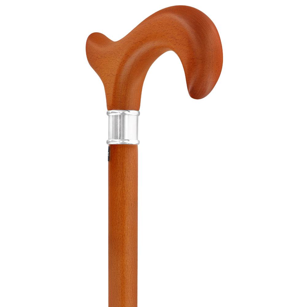 Scratch and Dent Walnut Stained Beechwood Derby Walking Cane w/ Stainless Steel Collar V3494 Buy Cheap Browse