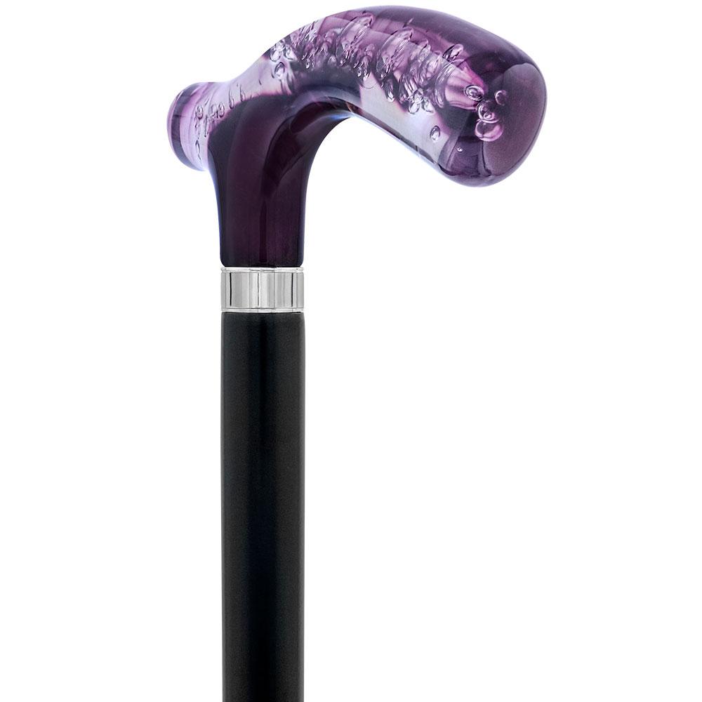 Purple and Clear Acrylic Bubble Handle Cane w/ Custom Wooden Shaft Cheapest Pice Cheap Pice