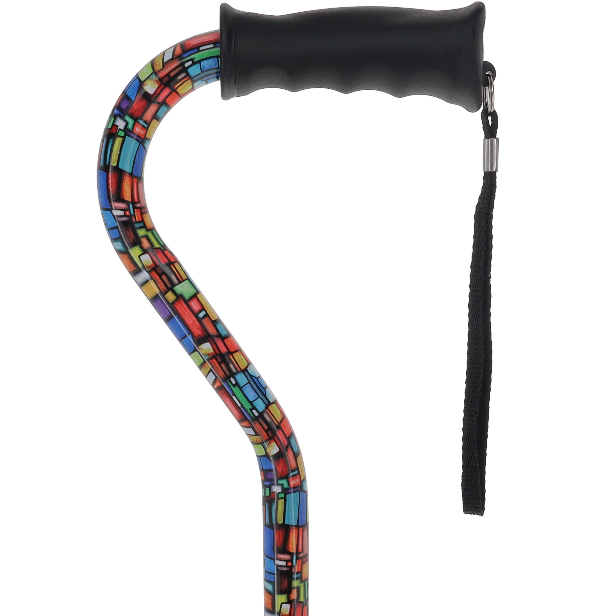 Mosaic Stained Designer Cane: Adjustable, Comfort Grip Offset Sale Authentic