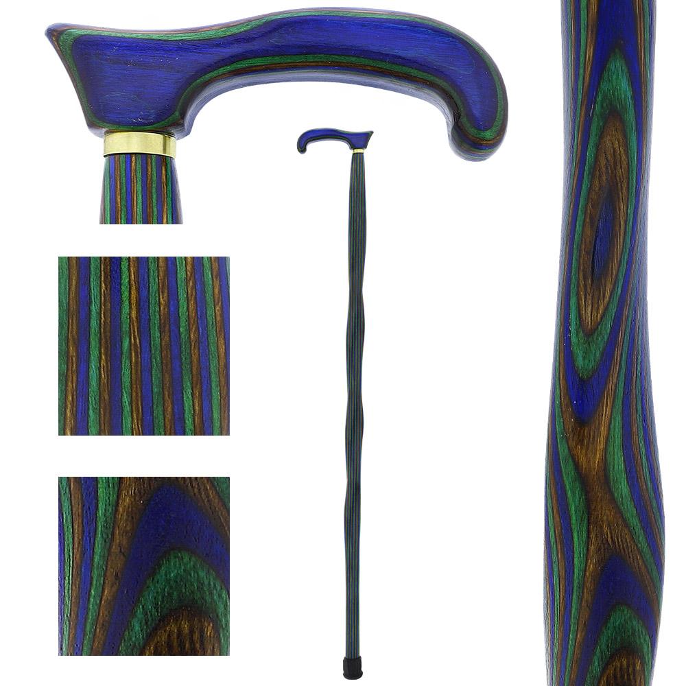 Scratch and Dent Green Blue and Brown Colortone Classic Derby Handle Walking Cane With laminate Birchwood Shaft V2207 Geniue Stockist Cheap Online