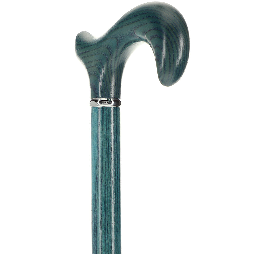 Scratch and Dent Blue Denim Derby Walking Cane With Ash Wood Shaft and Silver Collar V2201 Cheap Fake