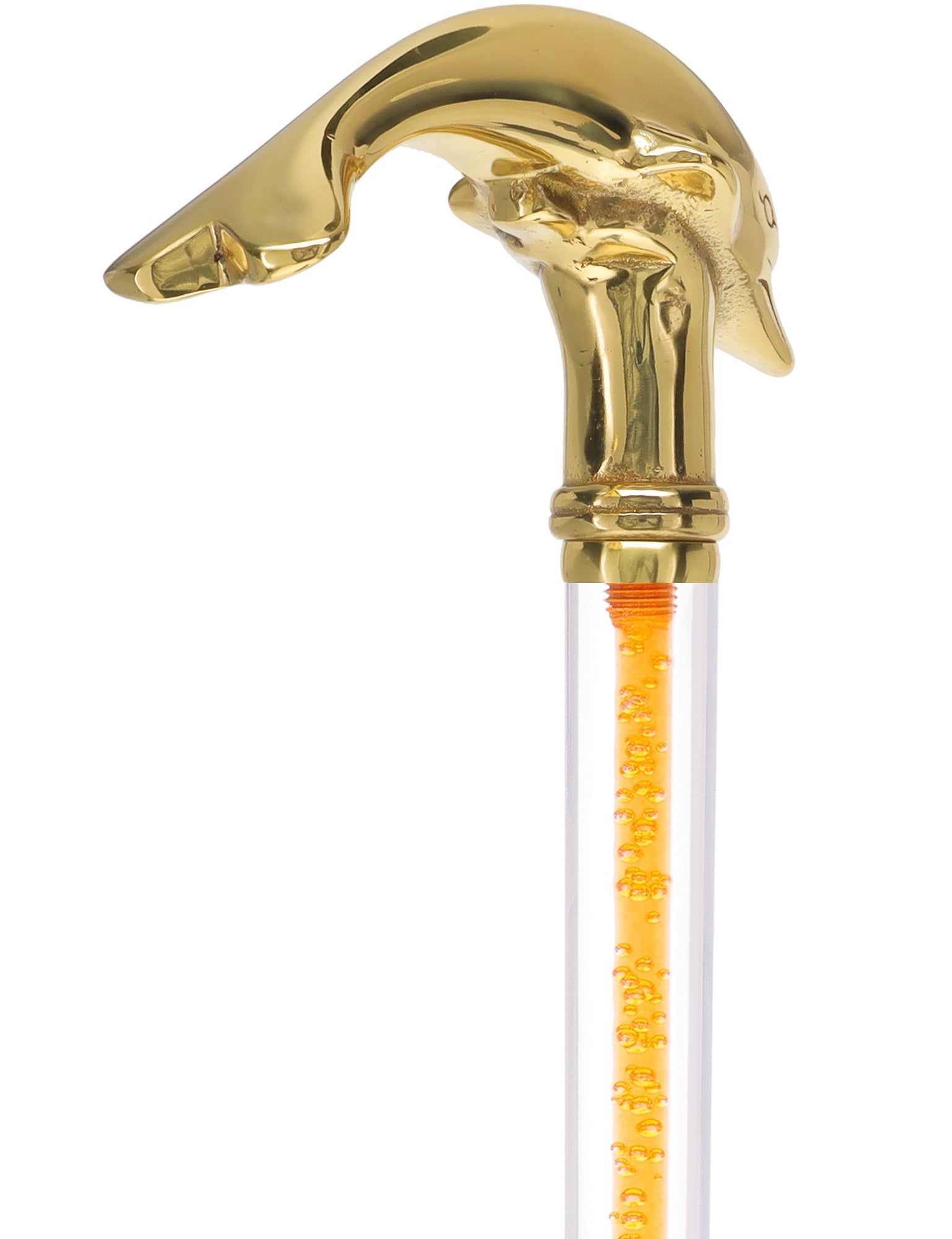 Color Crystal Elegance Brass Dolphin Cane with Invisible Acrylic Shaft Options Hot Sale