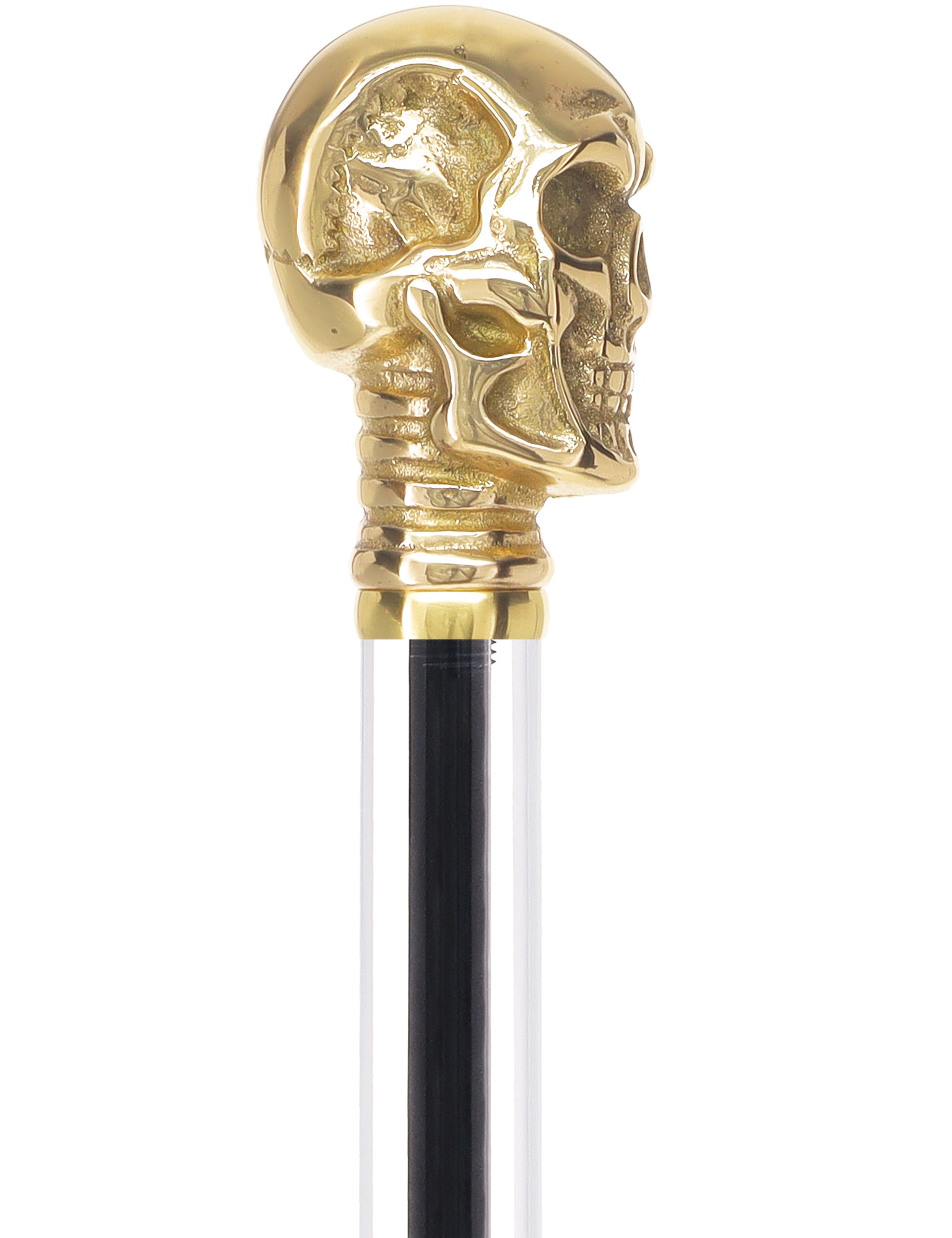 Crystal Elegance Brass Skull Cane with Invisible Acrylic Shaft Options Outlet