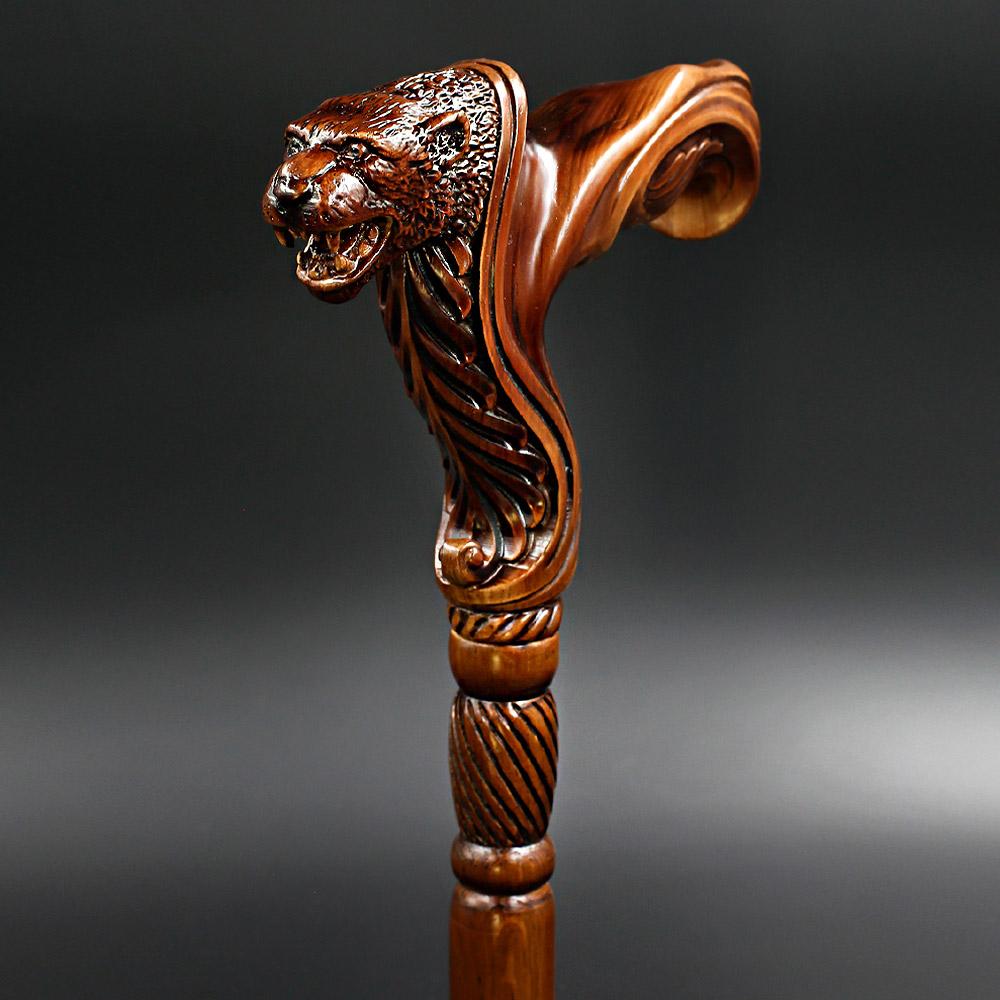 Jaguar: Artisan Intricate Handcarved Wood Cane (Right Hand) Cheap Pice From China