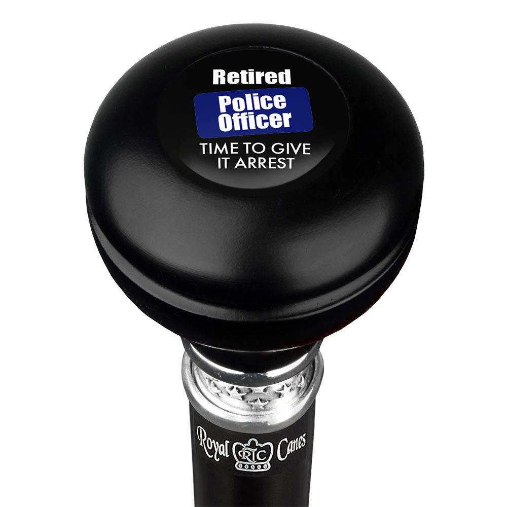 Police Give It Arrest Knob Walking Stick w/ Black Beechwood Shaft & Pewter Collar Buy Cheap Inexpensive