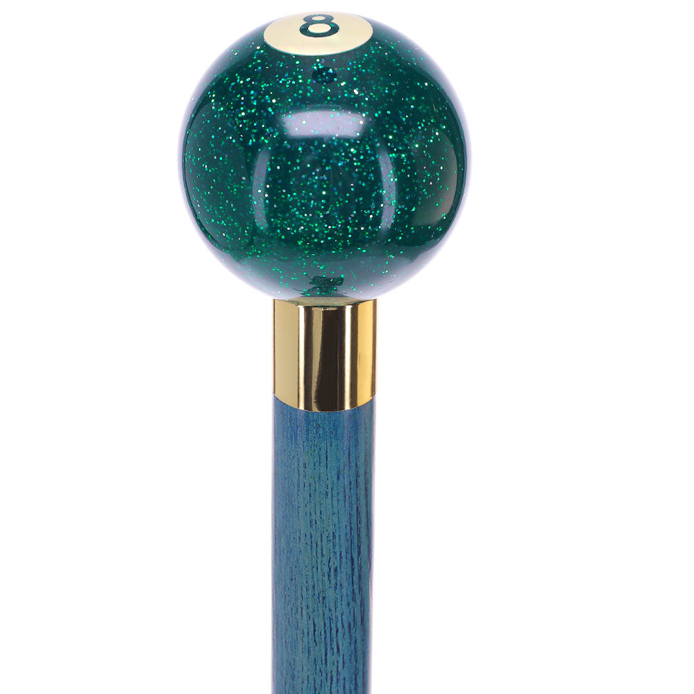 Green Sparkle 8 Ball Shift Knob Cane w/ Custom Color Ash Shaft & Collar Marketable Cheap Pice