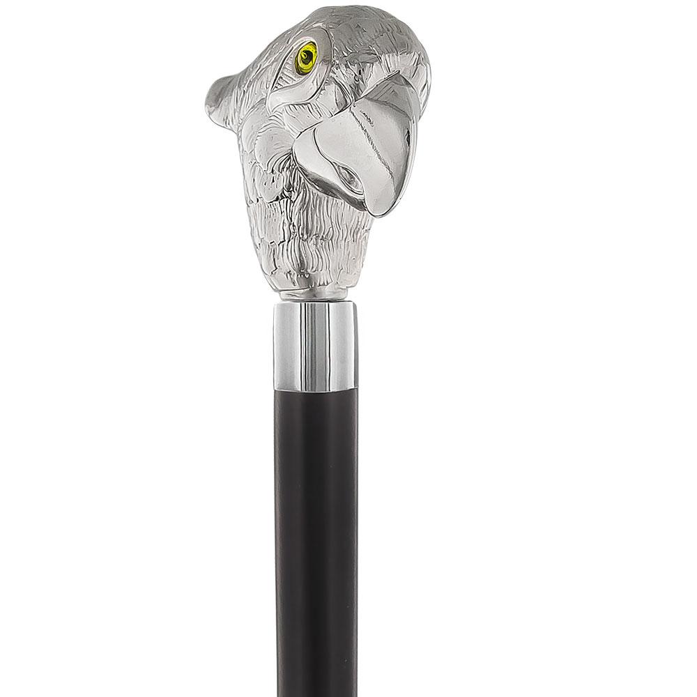 Lively & Exotic Parrot Nickel Plated Cane w/ Custom Shaft & Collar Online Online With Mastercard