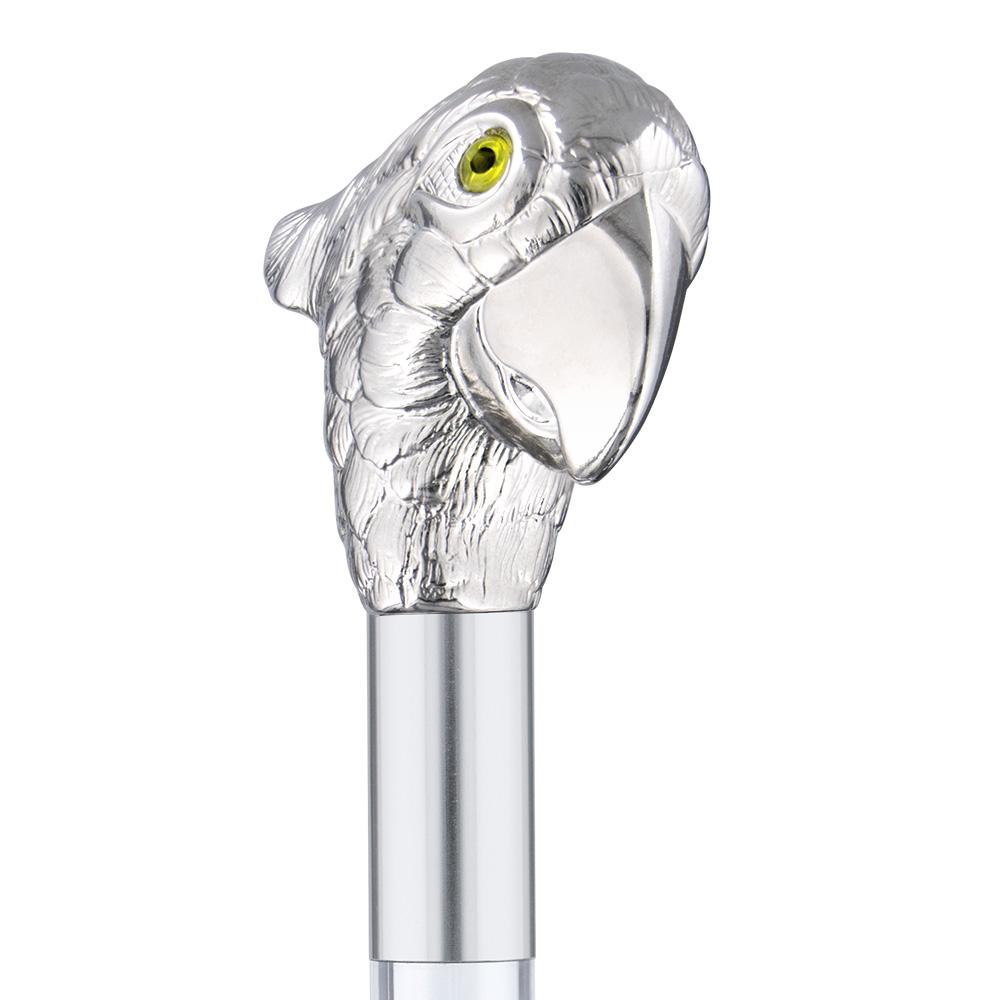 Lively & Exotic Parrot Nickel Plated Cane w/ Lucite Shaft & Collar Tumblr Sale Online