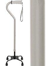 Gray Aluminum Convertible Quad Base Walking Cane - Adjustable Shaft Clearance Reliable