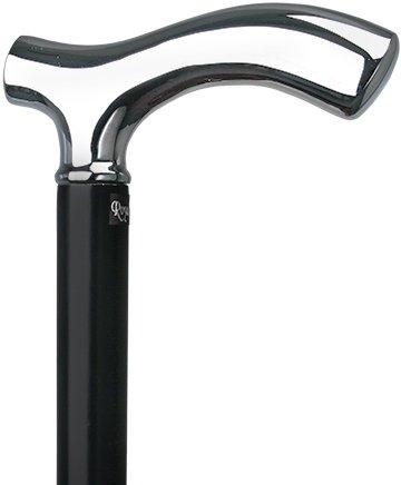 Scratch and Dent Black Slim Line Chrome Plated Fritz Walking Cane With Black Beechwood Shaft V1602 Cheap Pice Low Shipping Fee