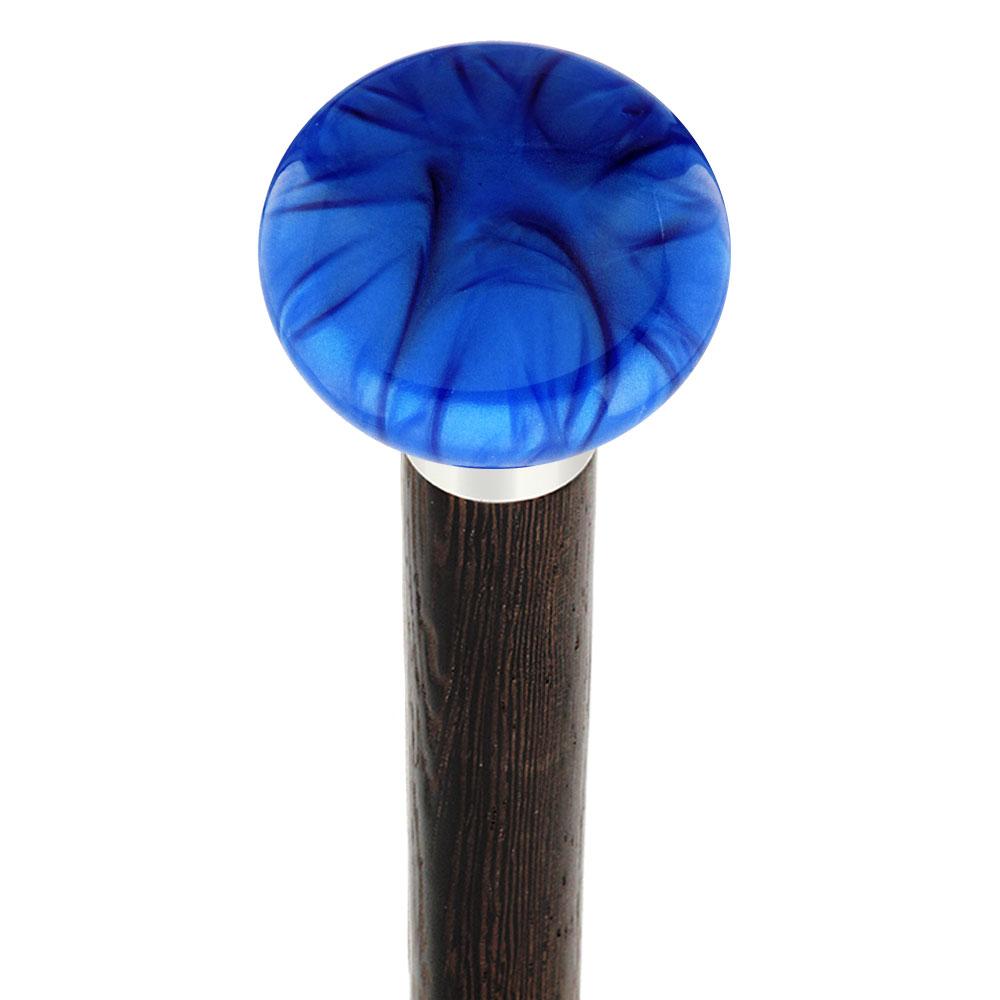 Nostalgia Pearl Blue Flat Top Cane w/ Custom Wood Shaft & Collar Countdown Package Online