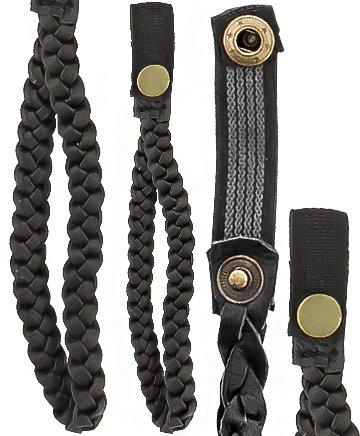 Braided Cane Wrist Strap with Snap, Faux Black Leather Big Sale Cheap Online