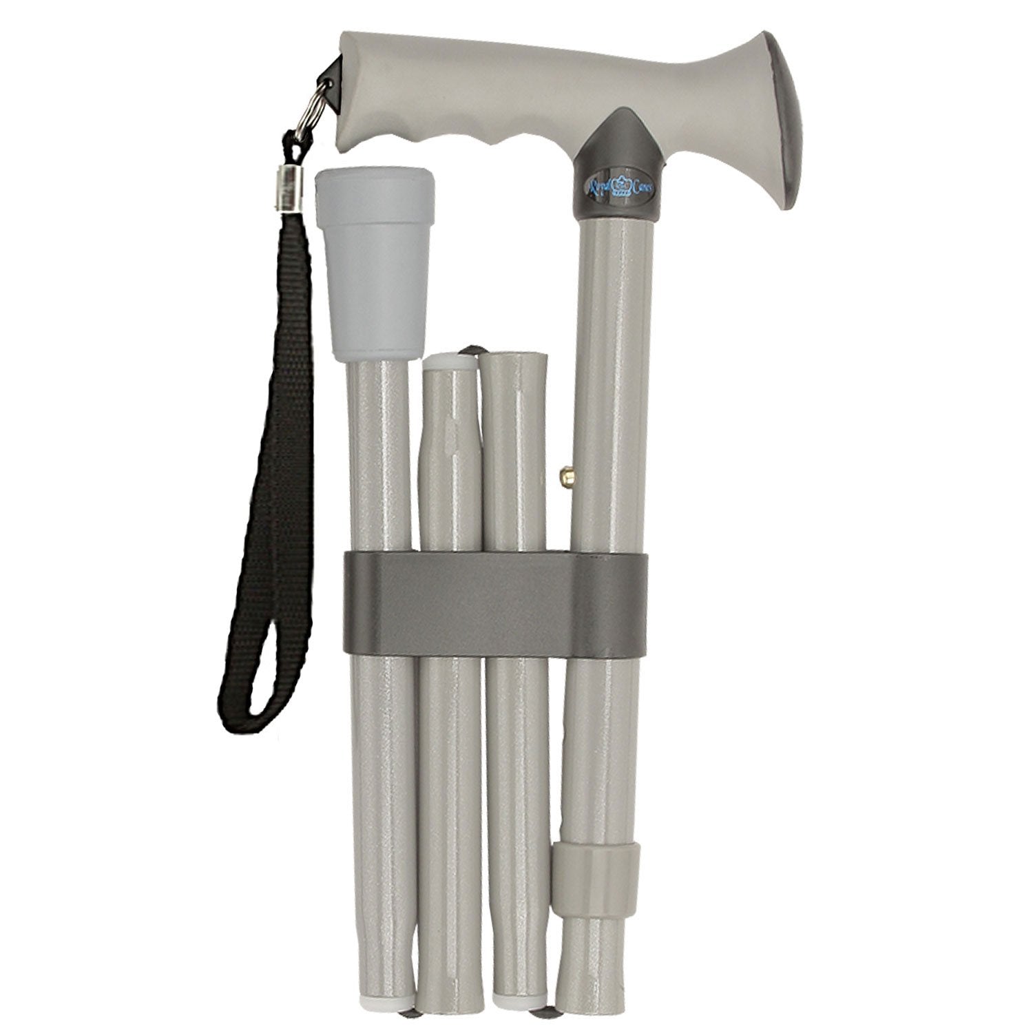 Folding Comfort Grip Cane Gray Enjoy Online