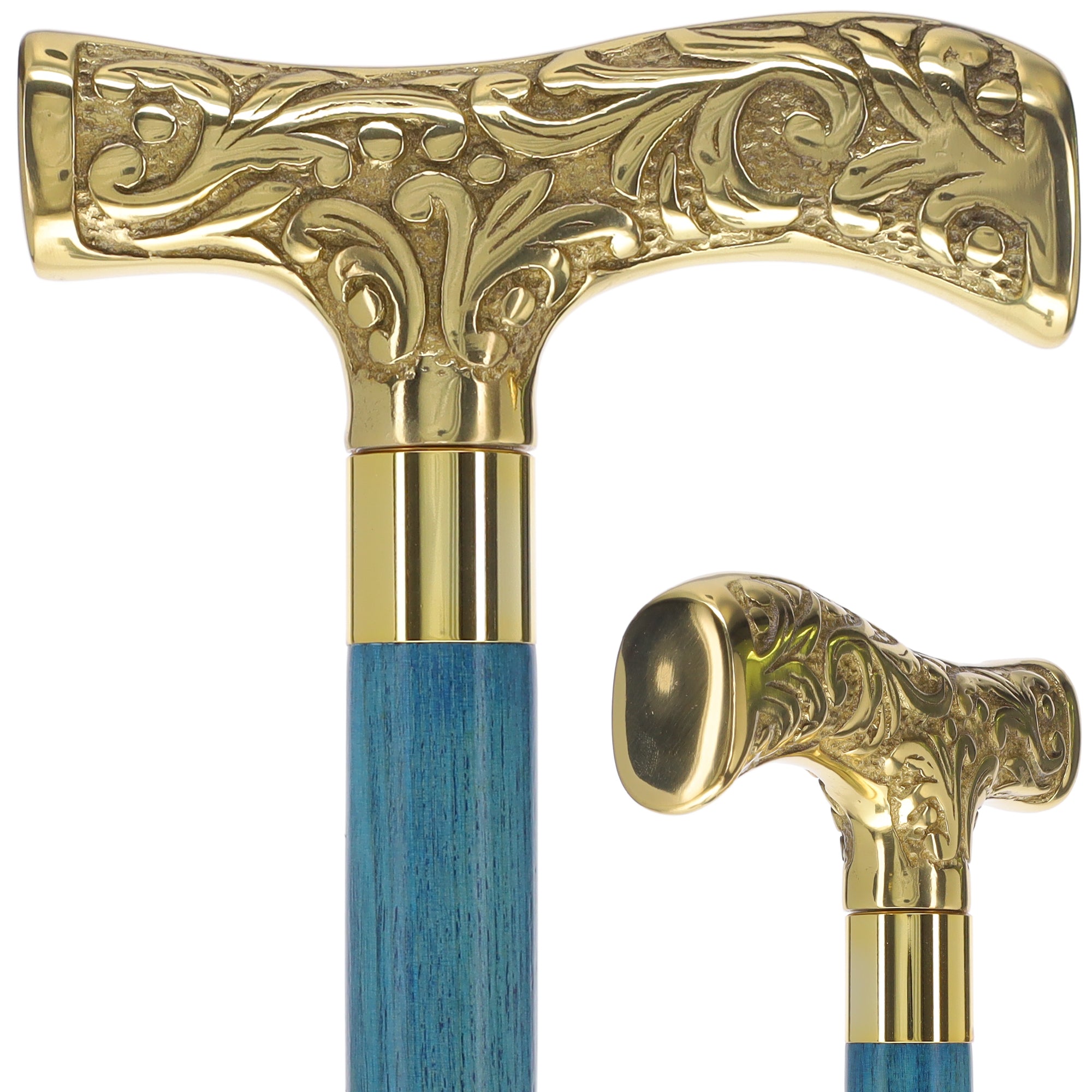 Premium Brass T-Shaped Handle Cane: Stained Custom Color Shaft Cheap Sale Enjoy