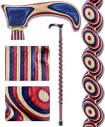 USA-Made Patriotic Twisted Spiral Cane: Red, White & Blue Fashionable Cheap Pice