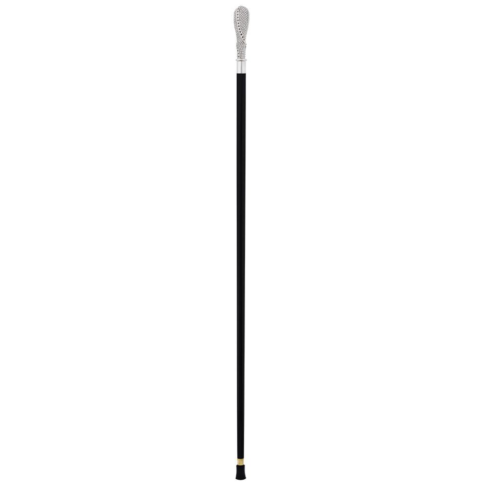 Scratch and Dent Silver 925r with Swarovski Elements Walking Cane w/ Black Beechwood Shaft V2133 Discount Great Deals