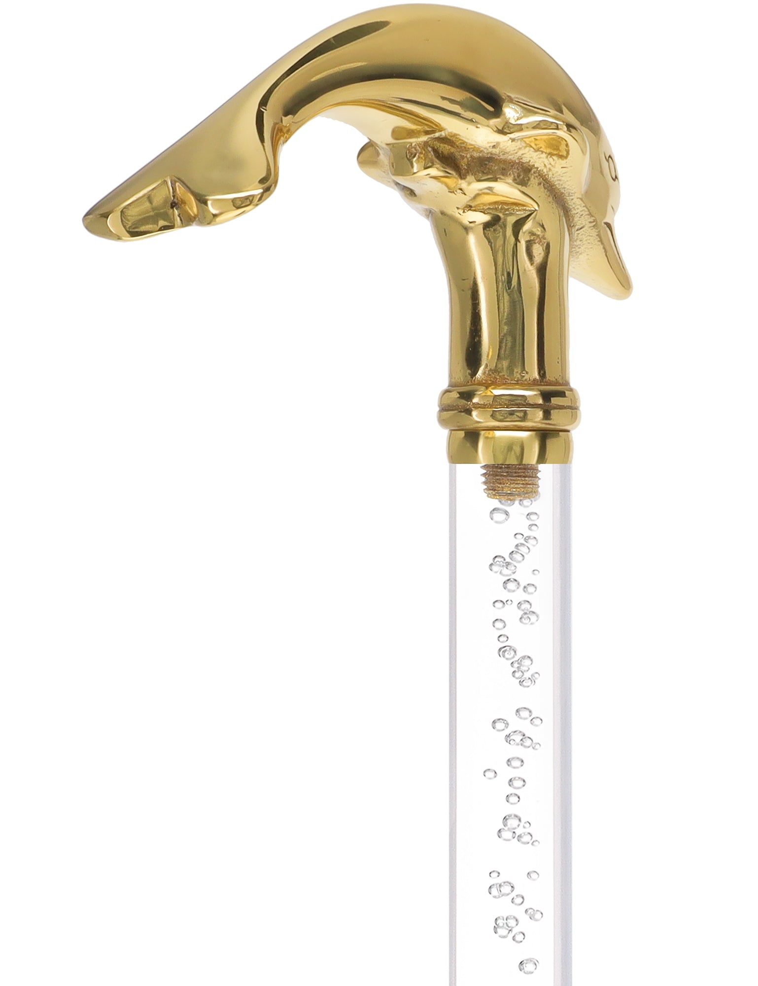 Crystal Elegance Brass Dolphin Cane with Invisible Acrylic Shaft Options Discount Authentic Online