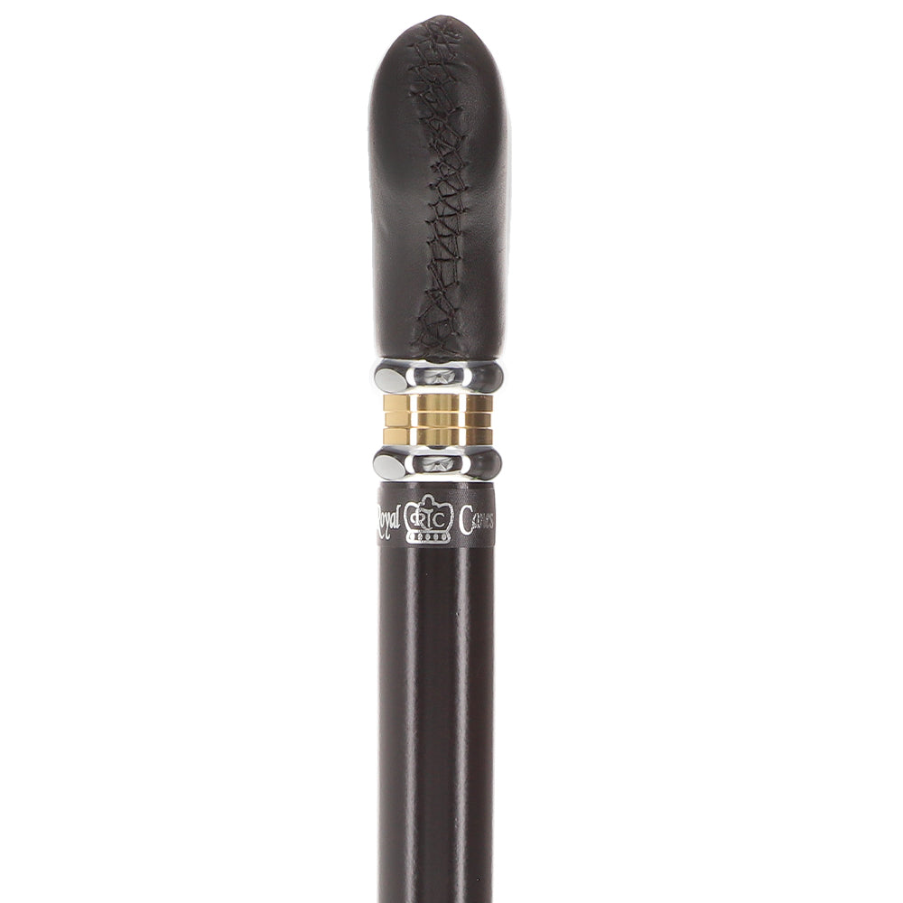 Soft Genuine Leather Grip Derby Cane: Sleek Black Beechwood Shaft Cheap Pices Authentic