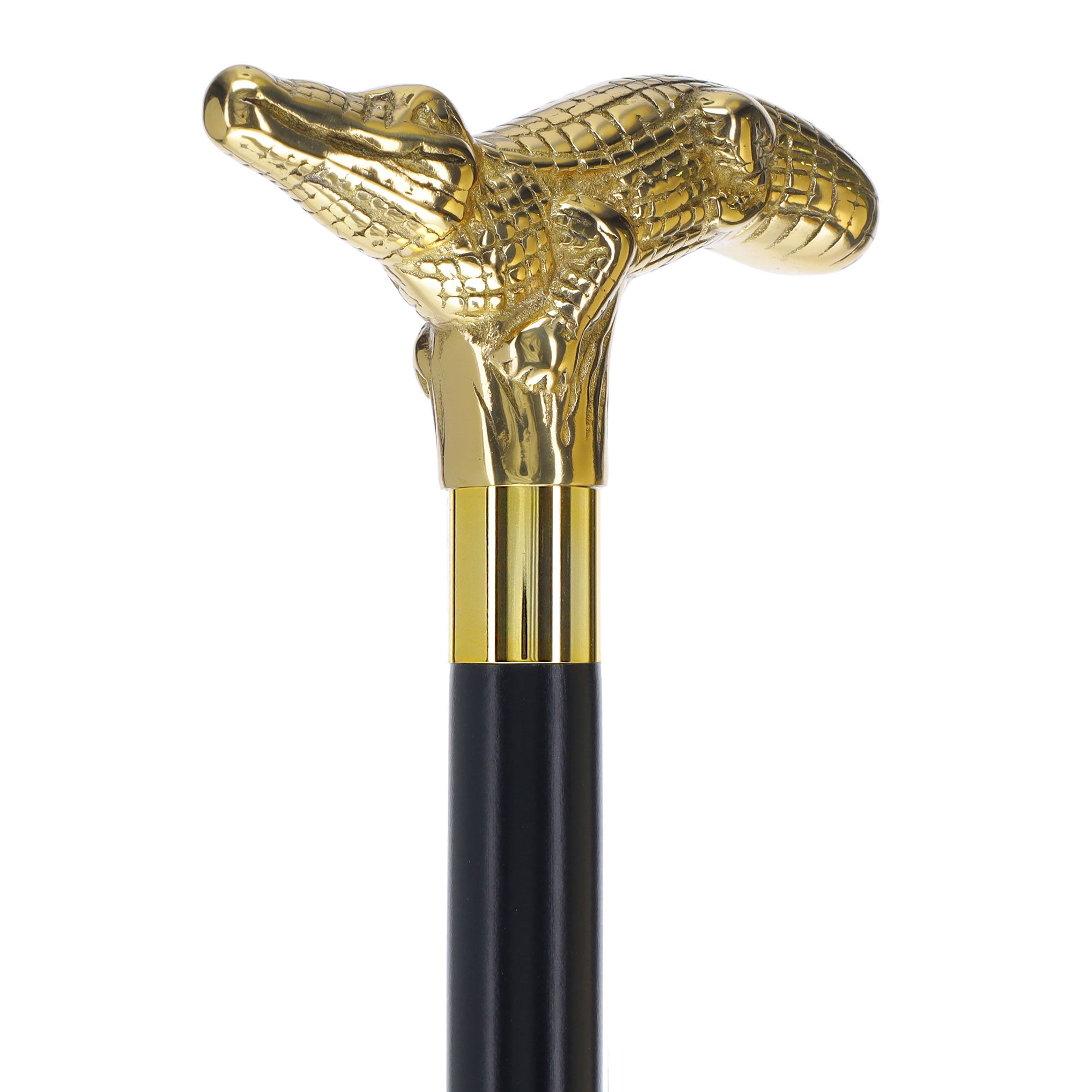 Scratch and Dent Premium Brass Alligator Handle Walking Cane: Custom Shaft & Collar V3433 Excellent Online