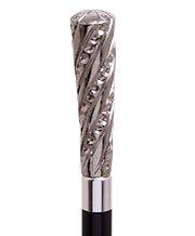 Embossed Elongated Nickel Plated Handle Cane Italian Handle w/ Custom Shaft & Collar Free Shipping Best