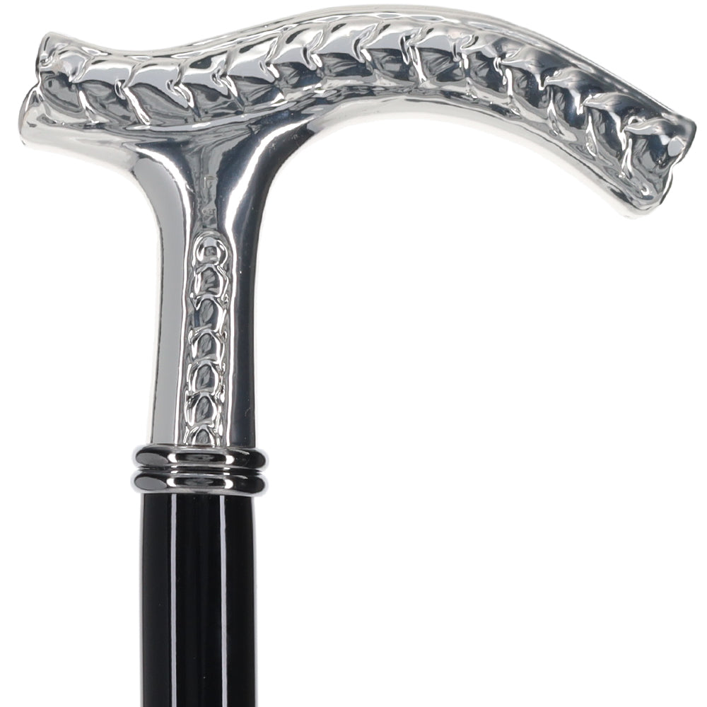 Italian Luxury: Embossed Leaves Cane, Crafted in 925r Silver 2025 Sale Online