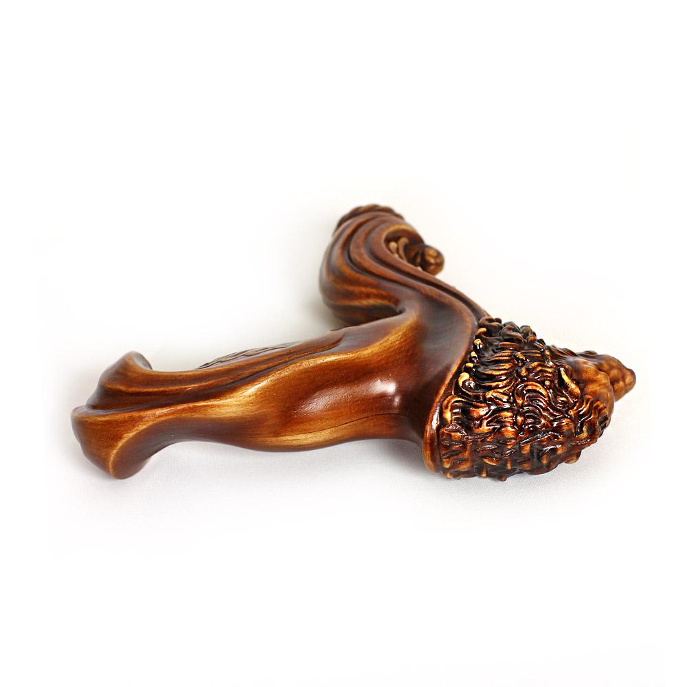 Lion Head: Artisan Intricate Handcarved Wood Cane (Right Hand) Limited Edition Sale Online