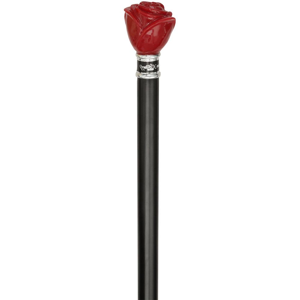 Red Rose Flower Knob Walking Stick With Black Beechwood Shaft and Collar Buy Cheap Wiki