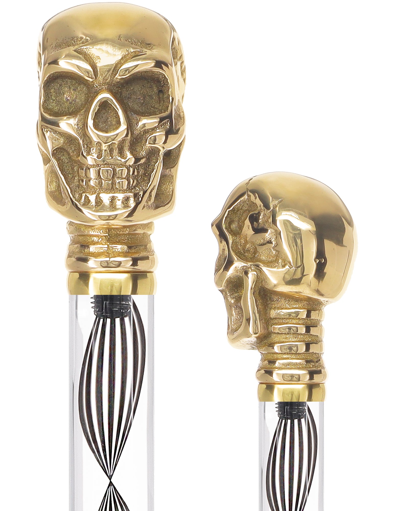 Crystal Elegance Brass Skull Cane with Invisible Acrylic Shaft Options Outlet