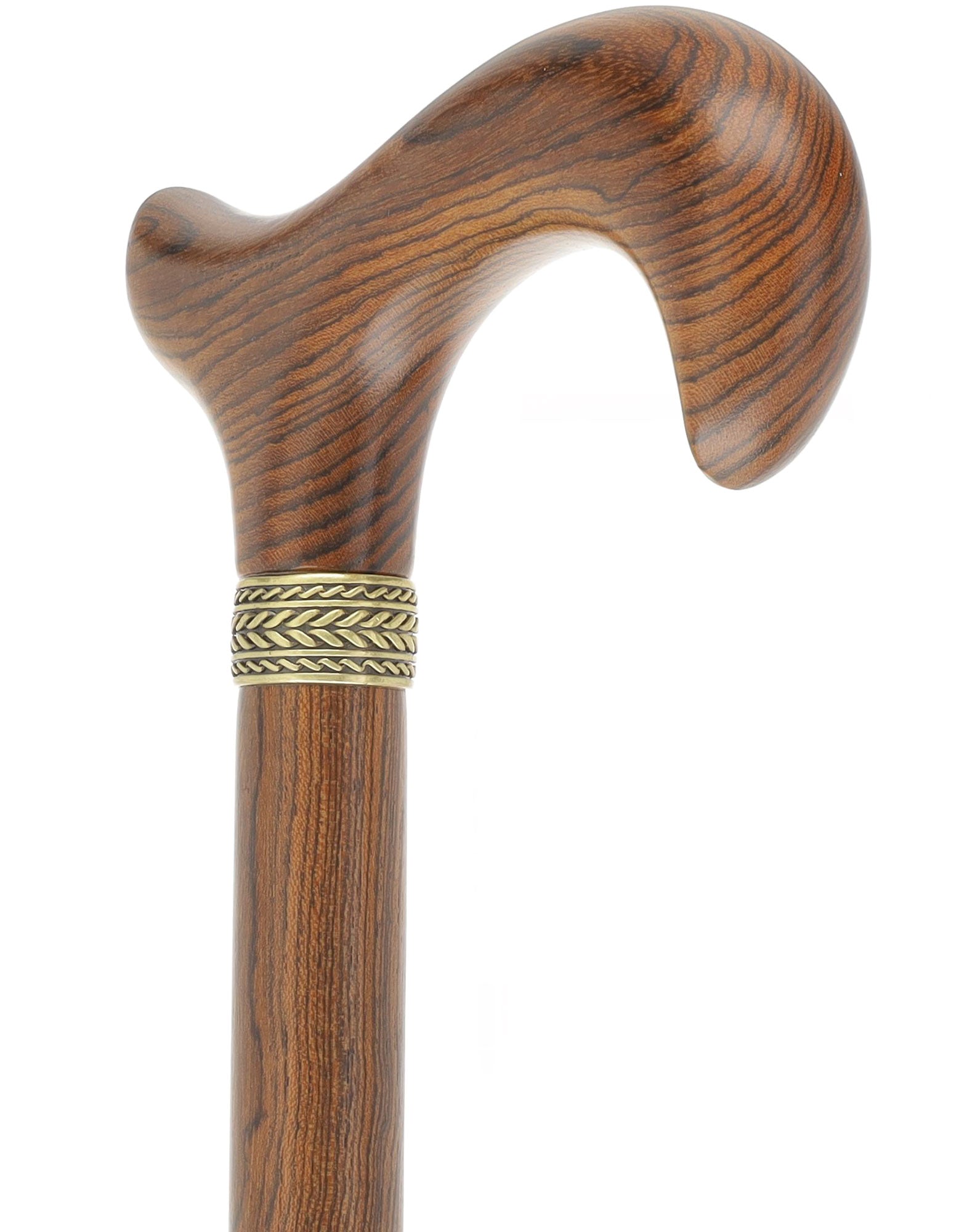 Luxury Natural Bocote Wood Derby Cane - Nature's Design Gold Pewter Collar Find Great For Sale