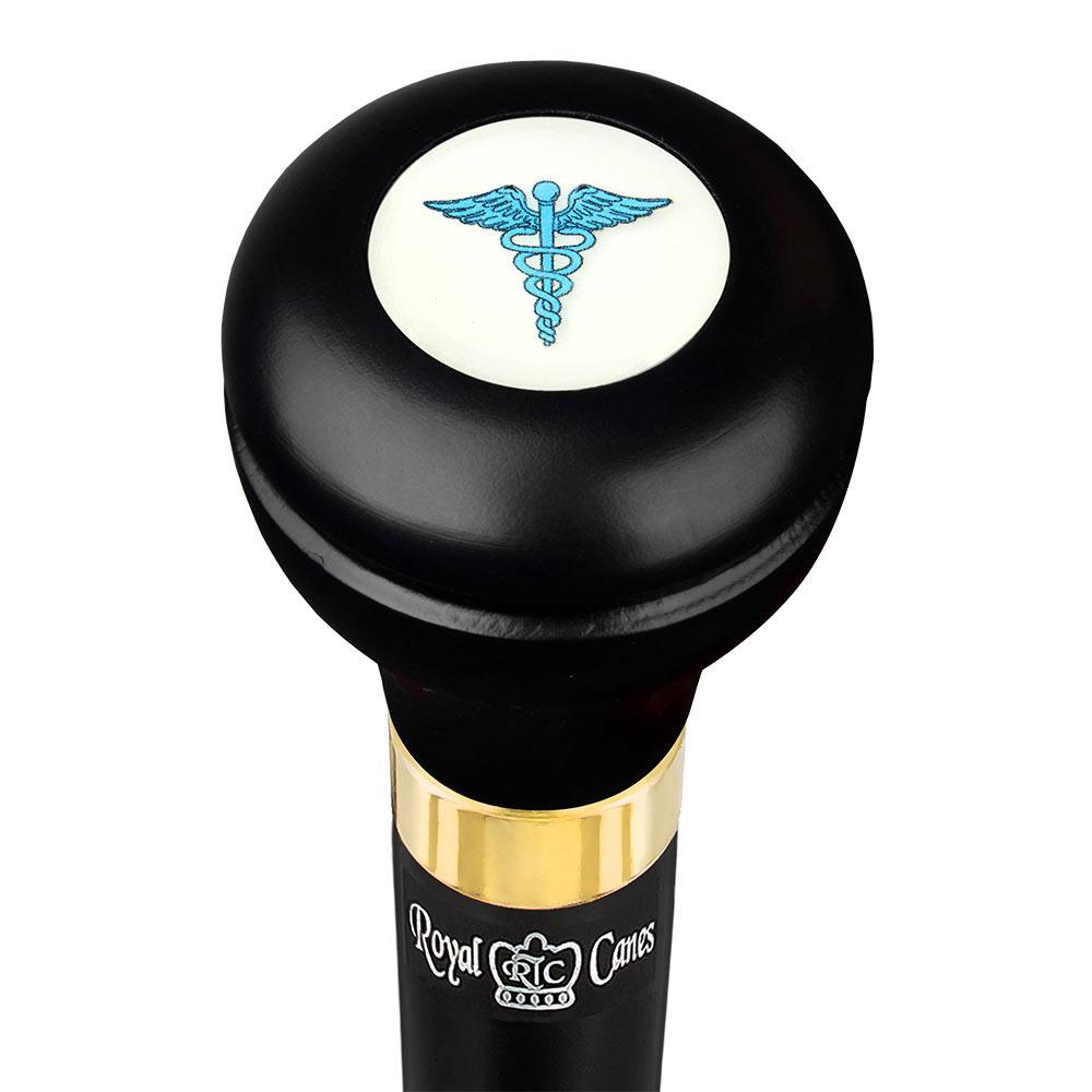 Medical Doctor Caduceus Emblem Flask Walking Stick: Wood Shaft Hidden Flask Cheap Sale 2025