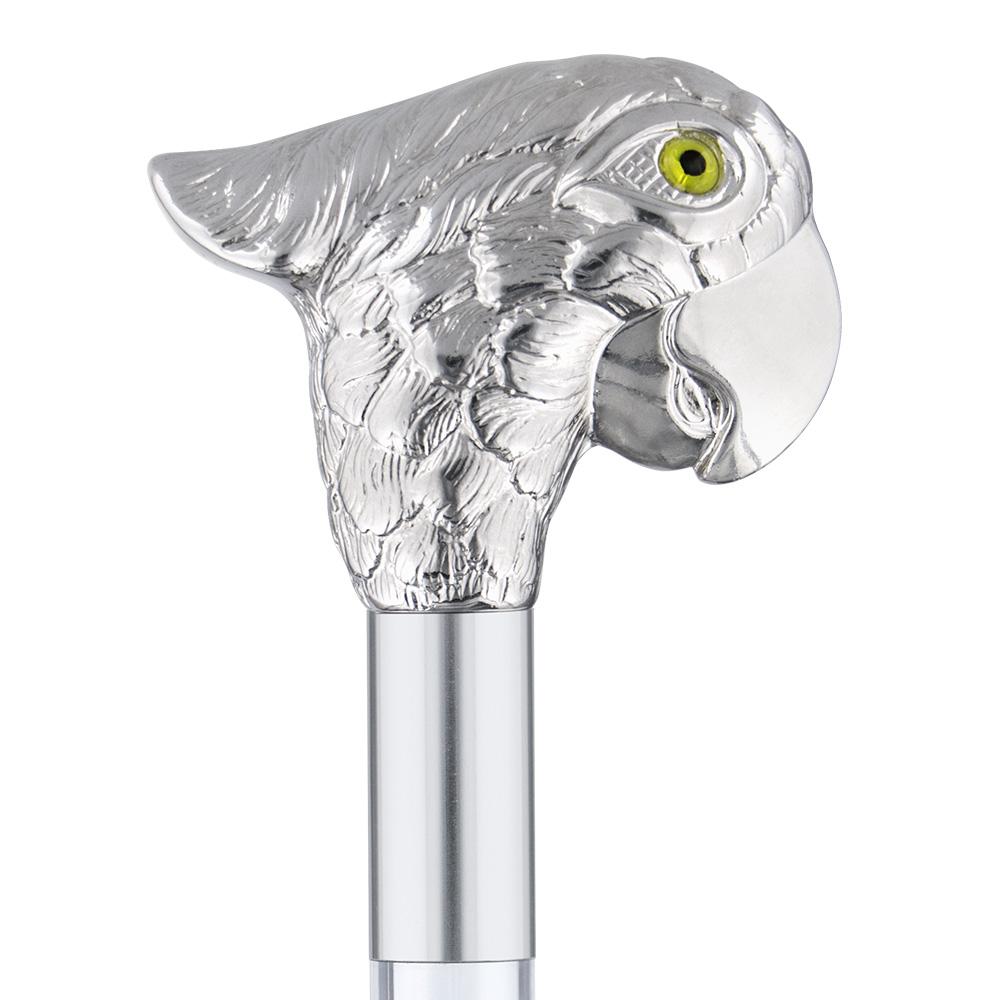 Lively & Exotic Parrot Nickel Plated Cane w/ Lucite Shaft & Collar Tumblr Sale Online