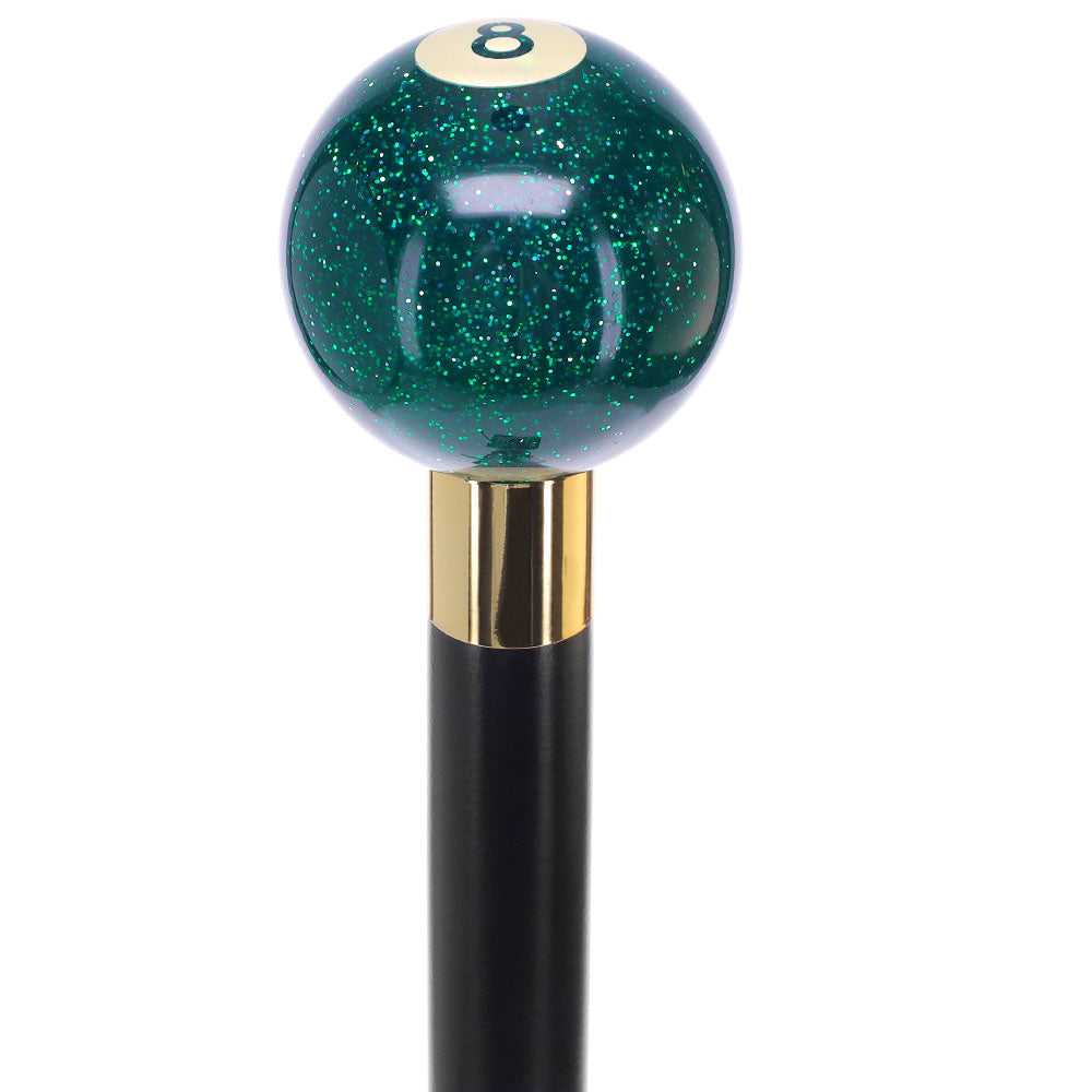 Green Sparkle 8 Ball Shift Knob Cane w/ Custom Color Ash Shaft & Collar Marketable Cheap Pice