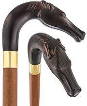 Brown Racing Dark Horse Walking Cane - Italian Handle w/ Custom Shaft and Collar Discount From China