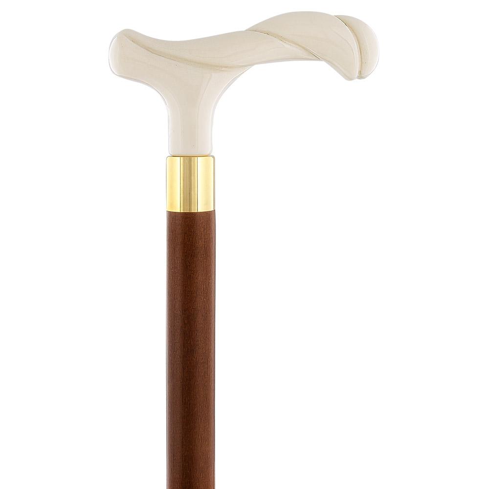 Elegantly Twisted Faux Ivory Fritz Handle Cane w/ Custom Shaft & Collar Discount Choice