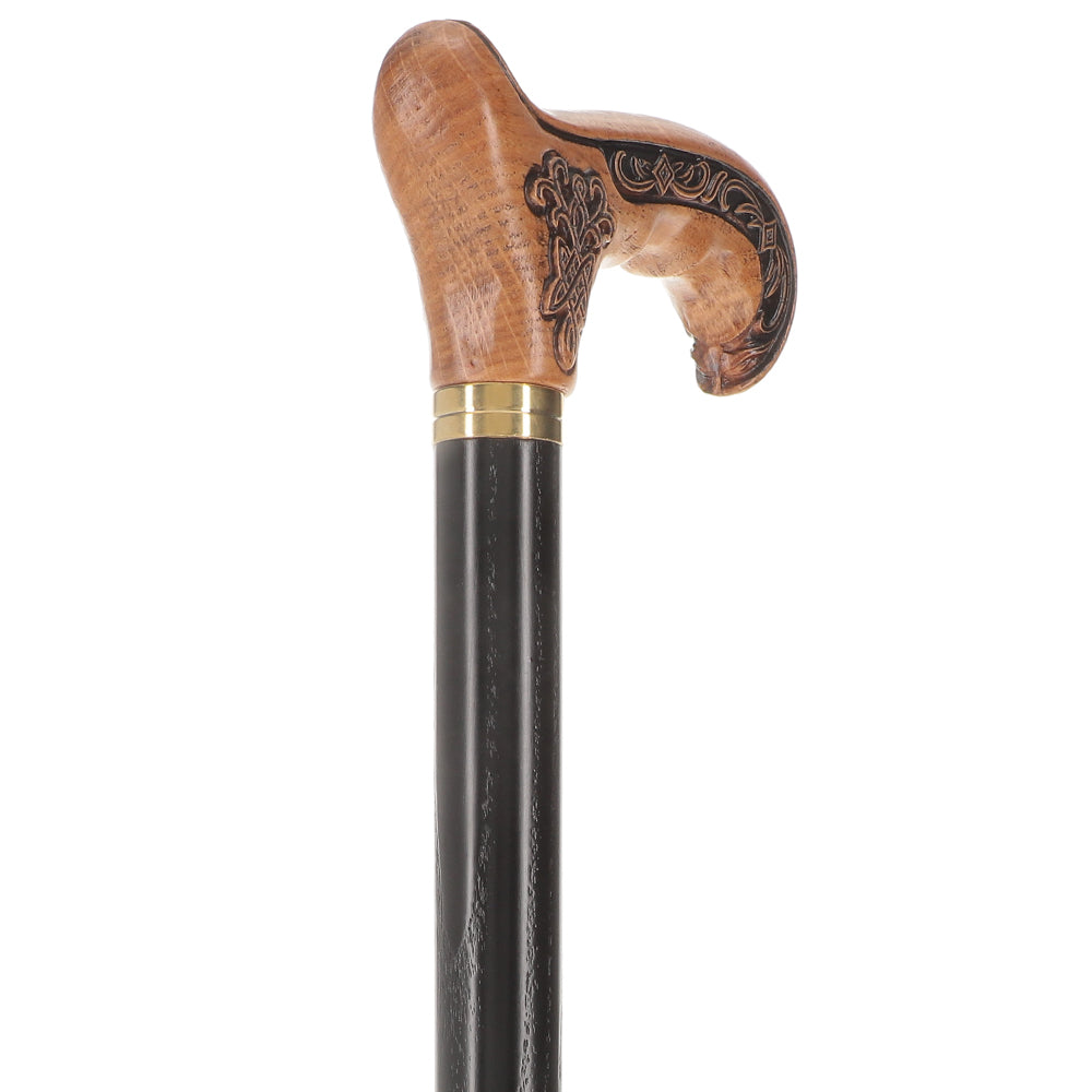 Handcarved Celtic Art : Oak Wood Cane Derby Handle Fashion Style For Sale