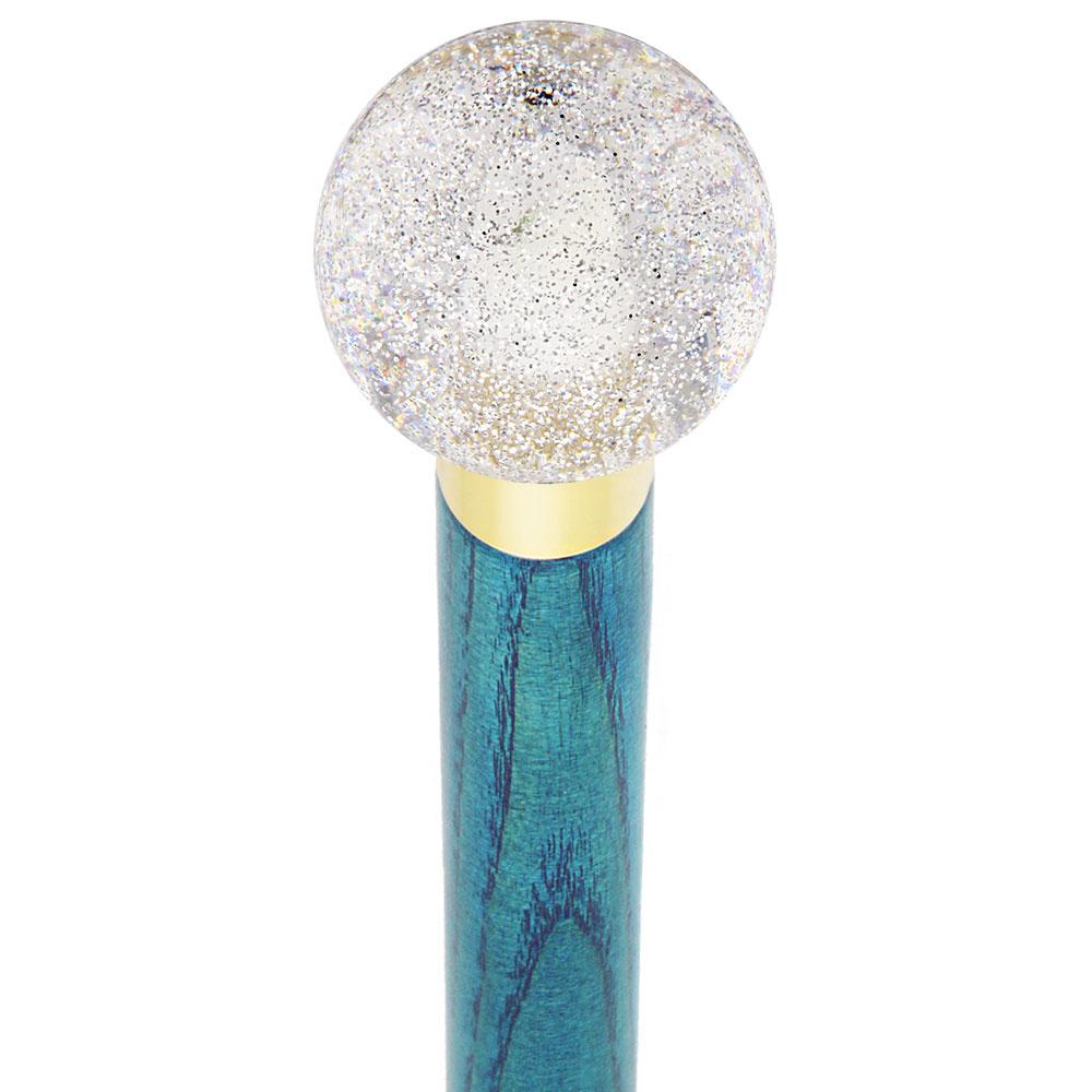 Sparkling Clear Round Knob Cane w/ Custom Color Ash Shaft & Collar Wholesale Pice