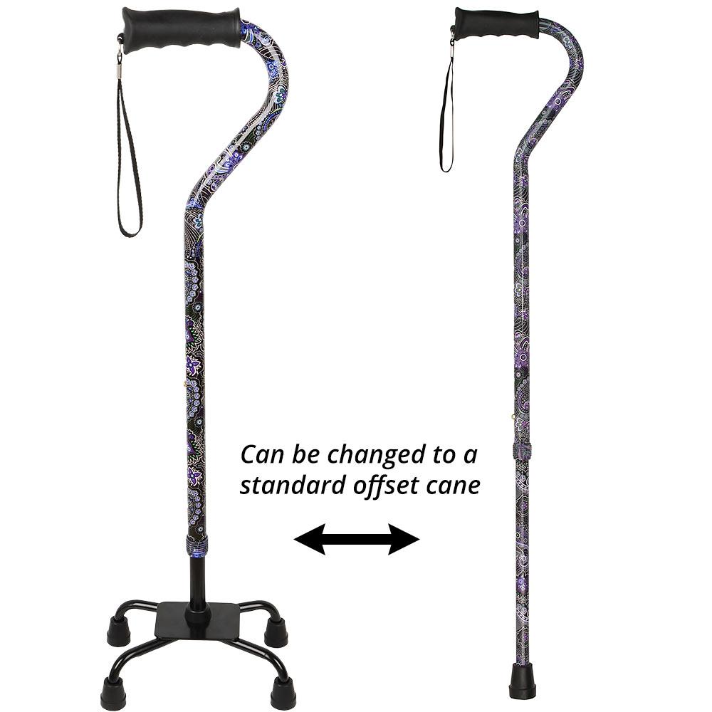 Purple Majesty Aluminum Convertible Quad Base Walking Cane - Adjustable Shaft Manchester Sale Online