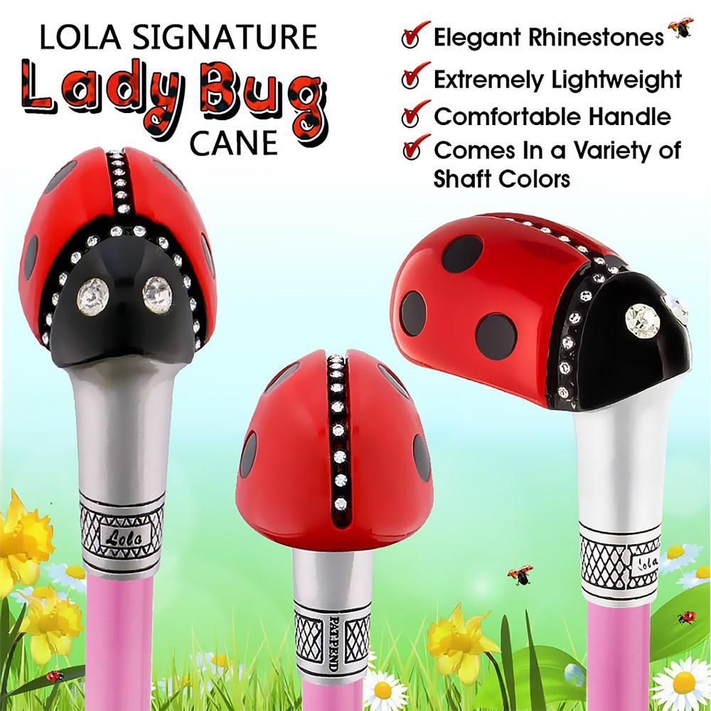 Lady Bug Lola Signature Carbon Fiber Walking Cane - 1 Pink Shaft Comfortable Online