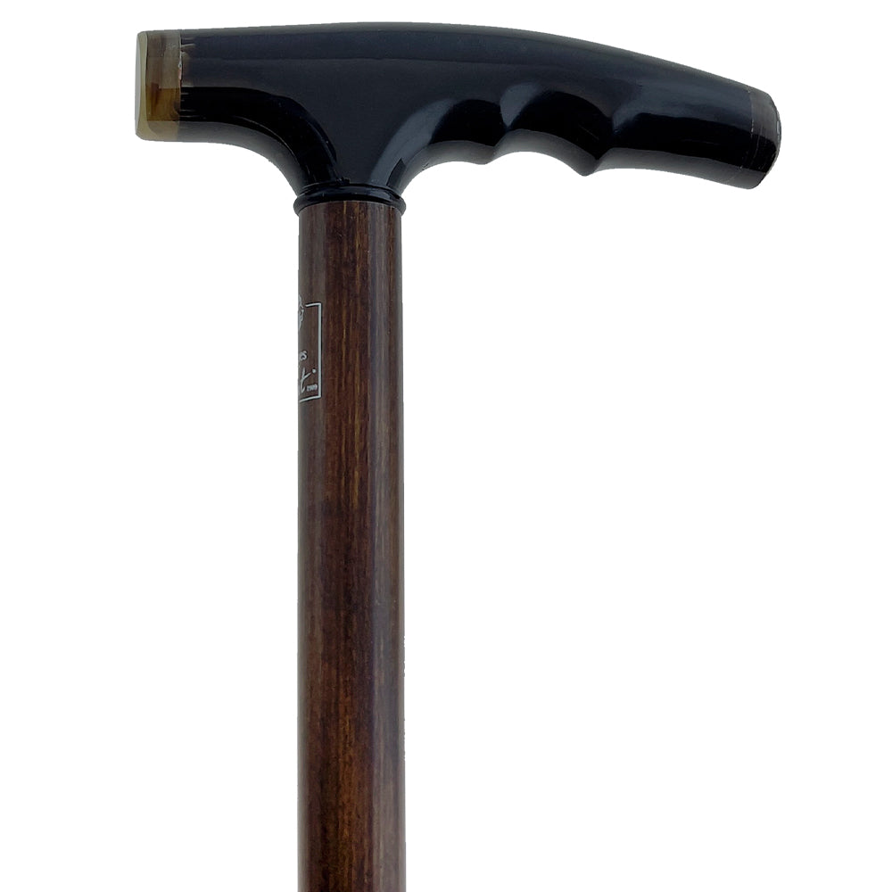 French Black Carved Horn Fritz: Walking Cane with Maple Shaft Good Selling Online