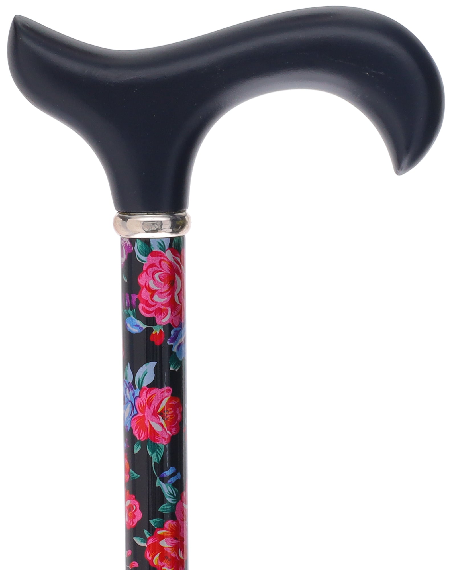 Limited single item listing: Derby Black and pink floral walking cane Online Online Free Shipping