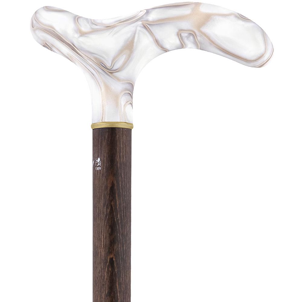 Scratch and Dent Cream Vanilla Swirl Walking Cane w/ Brown Beechwood Shaft V2394 Cheap Online