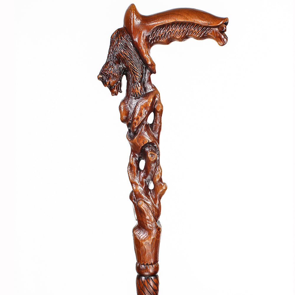 Scratch and Dent Awakening Bear (dark) Artisan Intricate Handcarved Cane V2409 Visit Online