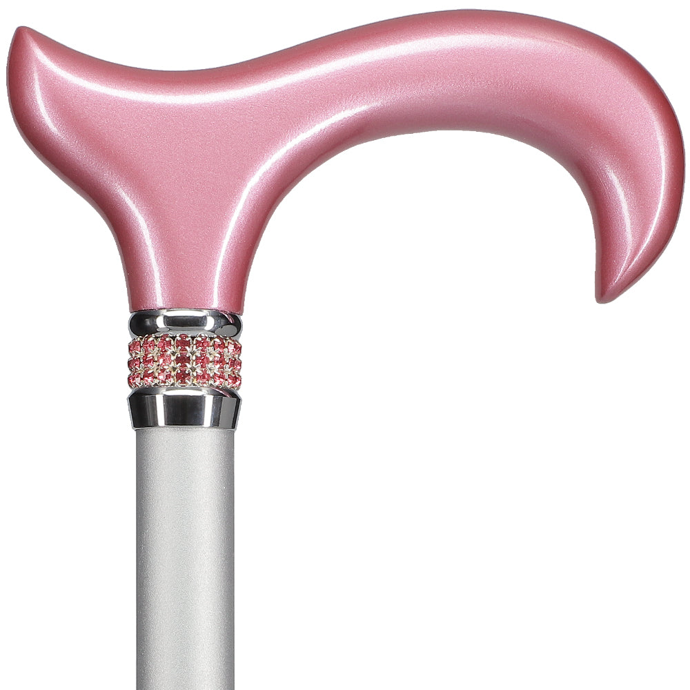 Rhinestone Designer Cane: Chic Pink Pearlz Sparkles & Handle Pices Online