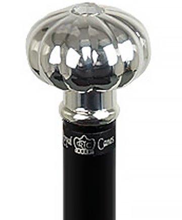 Silver Plated Globe Knob Stick: Elegant Black Beechwood Shaft Inexpensive Sale Online