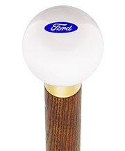 Licensed Ford Emblem White Round Knob Cane w/ Custom Color Ash Shaft & Collar Free Shipping Visit