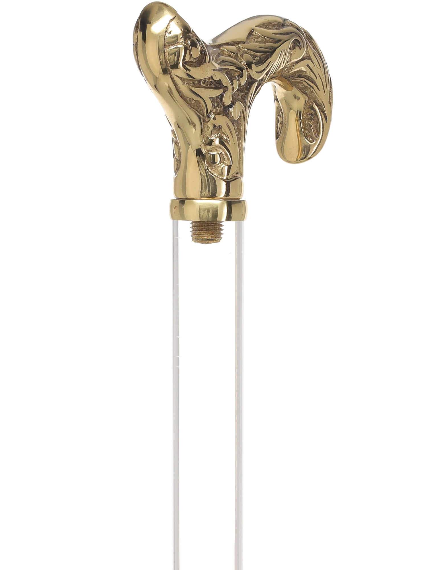 Crystal Elegance Brass Derby Cane with Invisible Acrylic Shaft Options Sale Supply