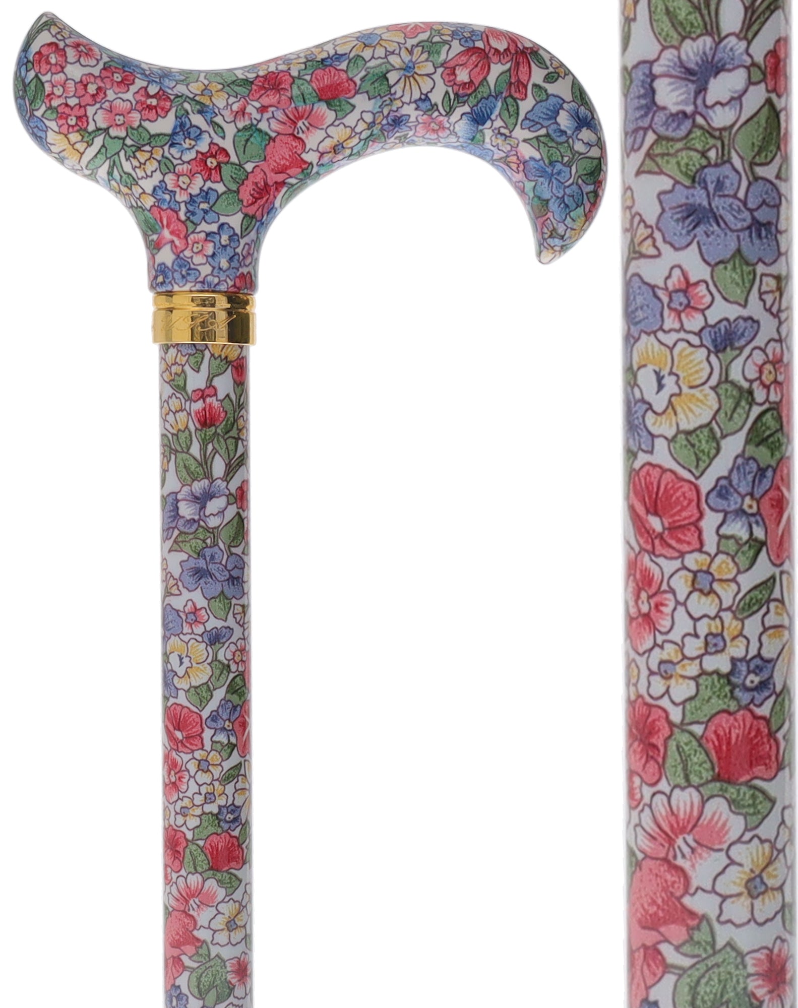 Limited single item listing: White Derby Walking cane with blue and pink flowers 2025 New