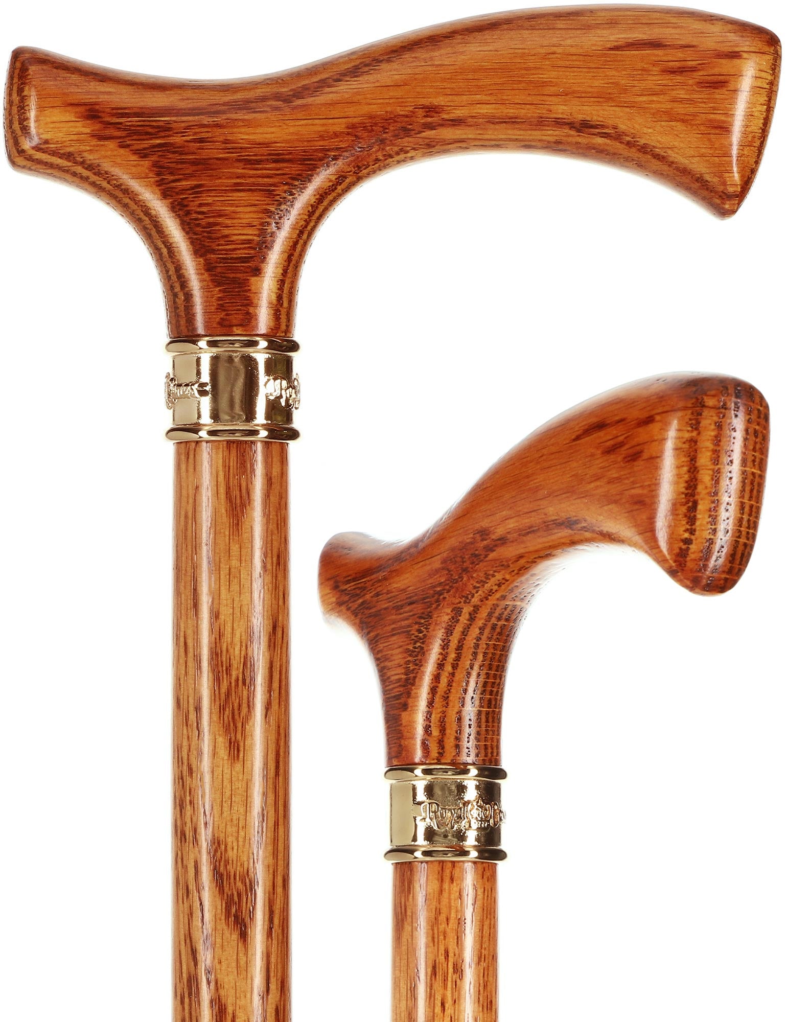 Elegant Fritz Oak Cane w/ Embossed Brass Collar Clearance 100% Guaranteed