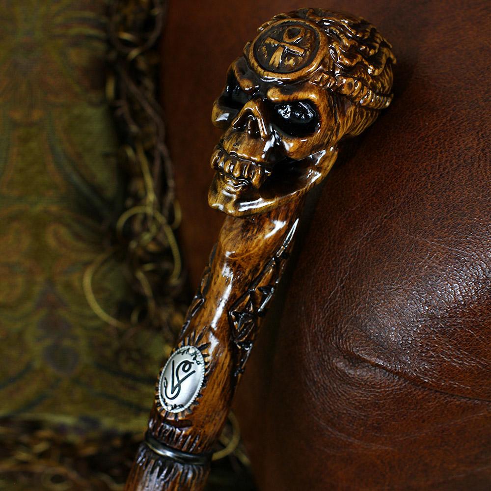 Egyptian Skull Cane: Unique Wood Handcarved Artisan Detail Footlocker Pictures